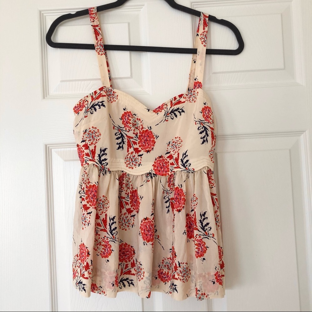 Urban Outfitters Silk Floral Scallop Top